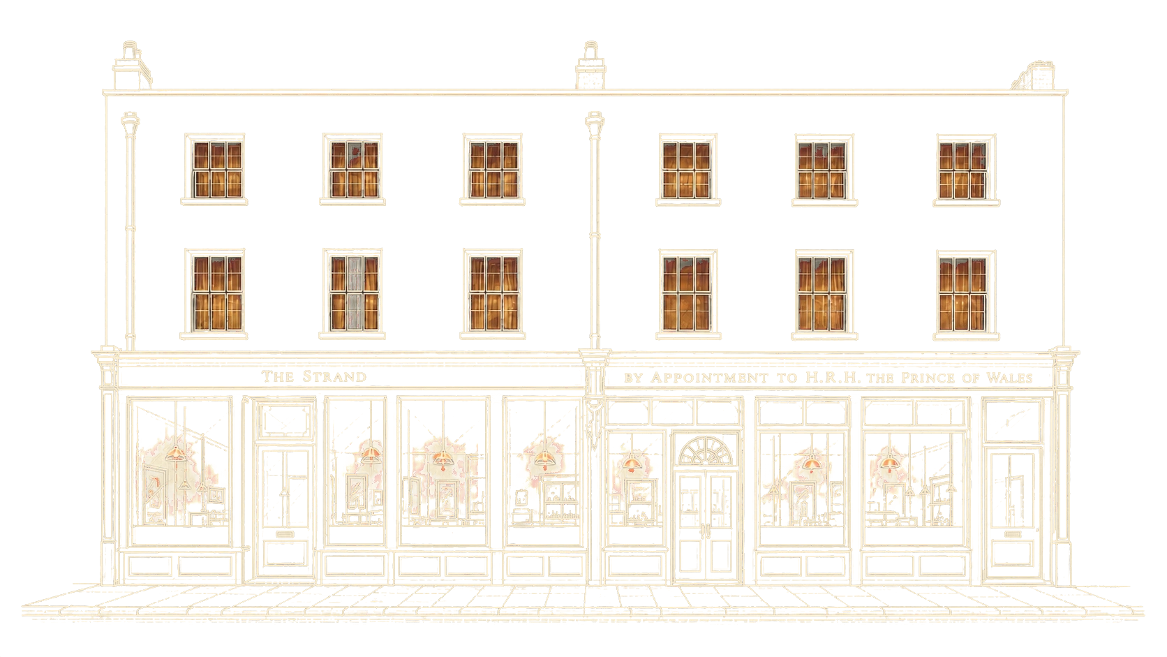 A hand drawn illustration of The Strand pub in Cheltenham